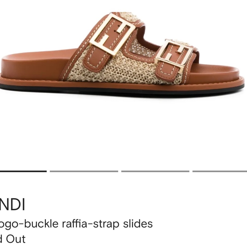 Fendi Brown Raffia Buckle Slides